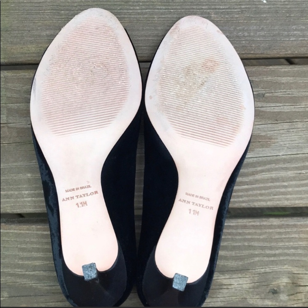 Ann Taylor Black Velvet Peep Toe Heels - Like New! - Picture 4 of 5